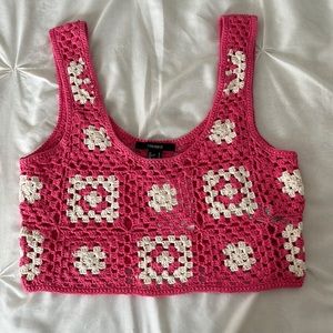 Pink Crochet Crop Top Forever 21 Brand New With Tags Never Worn Size Small